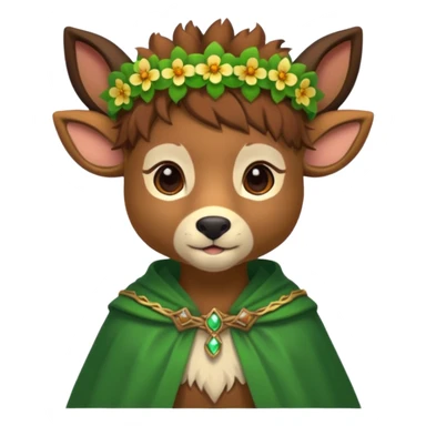 doe dressed as a druid, flower crown, green cape sticker
