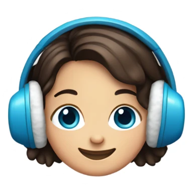 smiling girl with earmuffs with bright blue eyes and dark brown hair sticker