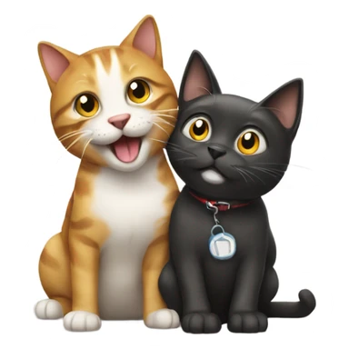 Cat having fun with dog  sticker