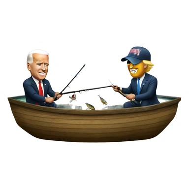 biden and trump fishing  sticker