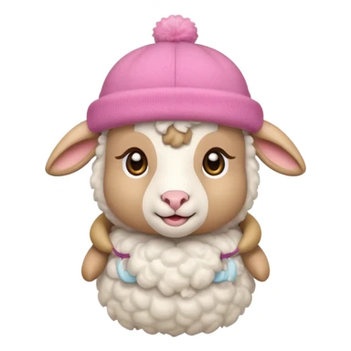 baby sheep with pink hat sticker