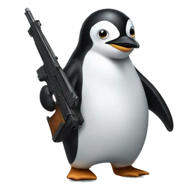 penguin with a gun  sticker