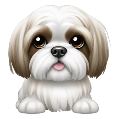 Shih tzu blanco con café y rejas blancas con degradado a negro  sticker