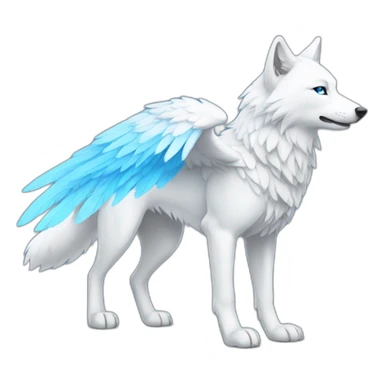 Whitelightblue wolf with wings sticker