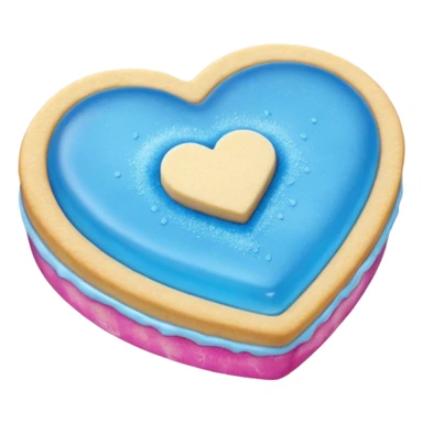Realistic shortbread cookie in the shape of a heart with Carolina Blue color jelly middle filling and sprinkled powder sugar on top. sticker