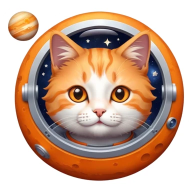 cat in space with stars and planets sticker