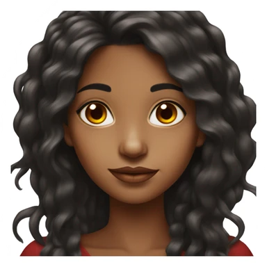Brown girl with long black hair and red highlights portrait sticker