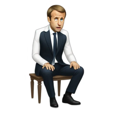 Emmanuel macron crying full body sitting sticker
