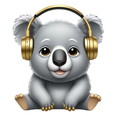 Cute chubby koala wearing gold headphones  sticker