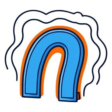 blue horseshoe magnet with magnetic field sticker