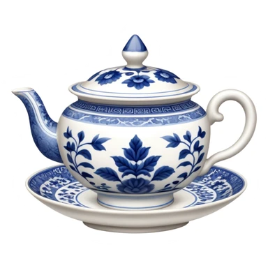 traditional Chinese tea cup with blue and white porcelain design without handle sticker