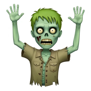 green zombie with one hand raised in the air sticker