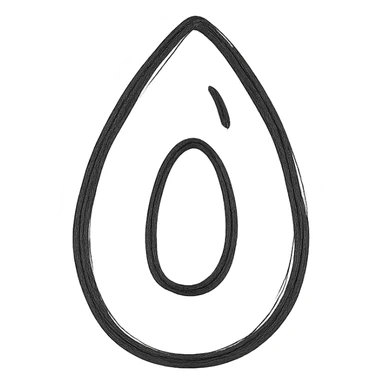 simple almond shape icon with small inner oval, abstract and minimal, black outline sticker