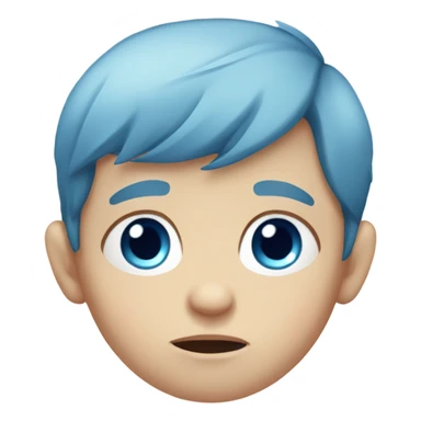Sad baby Caucasian boy with blue eyes and blue hair sticker