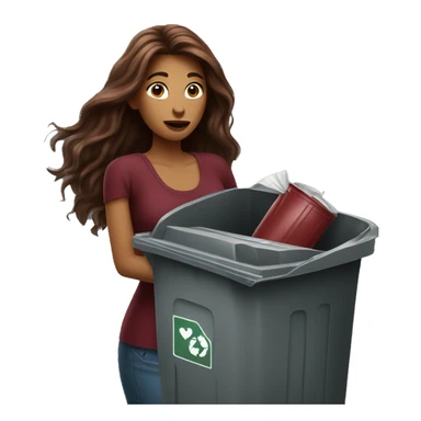 Beautiful burgundy long haired woman taking out the trash sticker