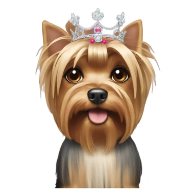yorkshire terrier wearing a tiara with a brunette girl wearing a tiara sticker