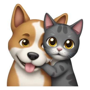 Dog and cat hugging sticker