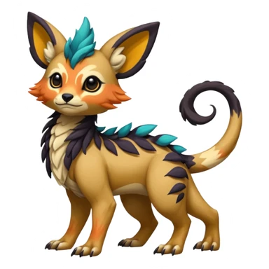 Rare soft romantic realistic exotic cute epic pretty beautiful handsome gorgeous aesthetic colorful vibrant Vernid-Protogen-Primagen-Wickerbeast-species-Fakemon-creature by LiLaiRa, random markings, tufted ears, full body sticker