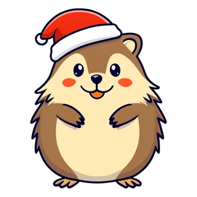 Hedgehog with christmas hat sticker
