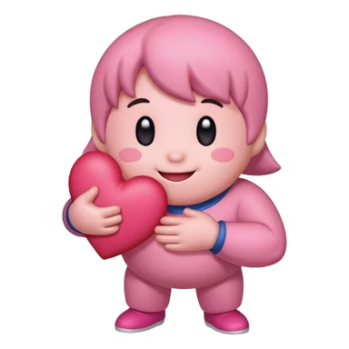 create a chibi sticker of Kirby smiling with a heart in his hands sticker