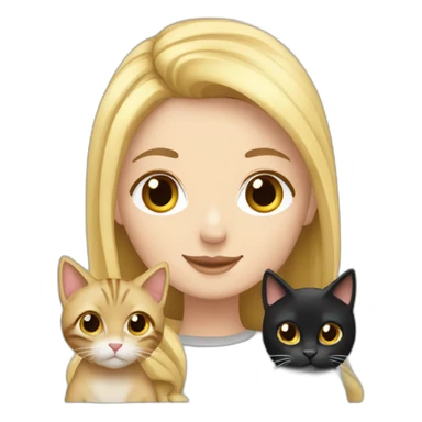 Blond white girl with 2 cats  one brown and one black sticker