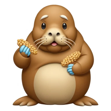Walrus holding peanuts sticker
