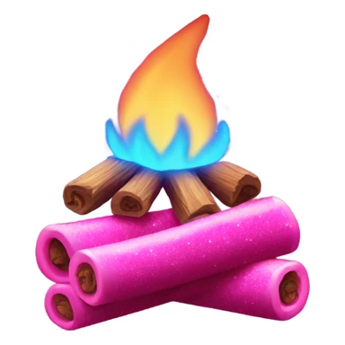 Rose pink neon campfire with glitter sticker