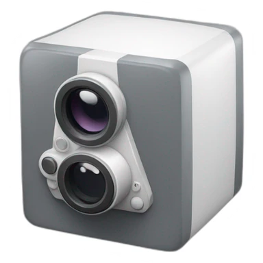 camera blanche et grise dans un cube sticker