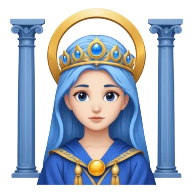 High Priestess tarot card with moon crown, blue robes, and pillars sticker