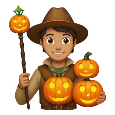 Hunter With Jack o Lantern, with wand sticker