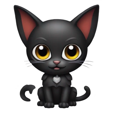 Black-Vampire-Batty-Cat-Fakémon-Cat With Bat-wings as ears  sticker