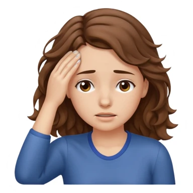 tired girl with fair wavy hair, wipes away sweats from the forehead  sticker