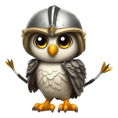 owl, wearing bow and arrows, helmet sticker