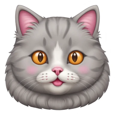 Gray cute cat eating food with cheeks full sticker