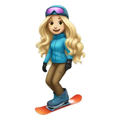 Long blonde hair girl snowboarding sticker