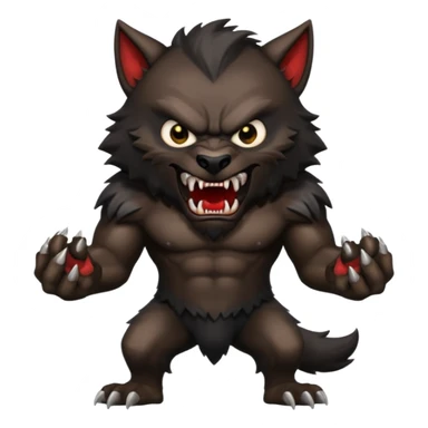 Create an emoji of Werewolf half bodied till waist sharp nails angry face black sticker
