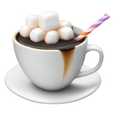 cup of coffee with marshmellows and straw sticker