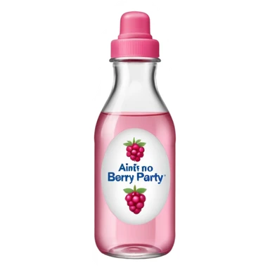 realistic Johnson and Johnson style bottle pink cap pink logo clear bottle with aint no party like a berry party written on the logo with diddy oil and a berry on top bottle sticker