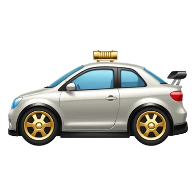 Emoji-style car membership badges: exhaust, black spoiler, and gold wheel can you create them? sticker