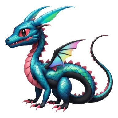 Spooky ghastly oily scaly stitched colorful iridescent Salandit-Flygon-Sylveon-Umbreon-fusion-Pokémon-hybrid-creature  sticker