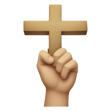 Hand holding up a cross sticker