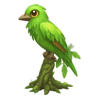 Colorful earthly muddy fresh Cool Cute Fantasy legendary swampy tree-jungle-bird plant-grass-type-Dendro-avian Fakemon full body sticker