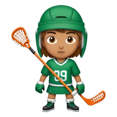 Lacrosse player in green uniform shivering in the snow sticker
