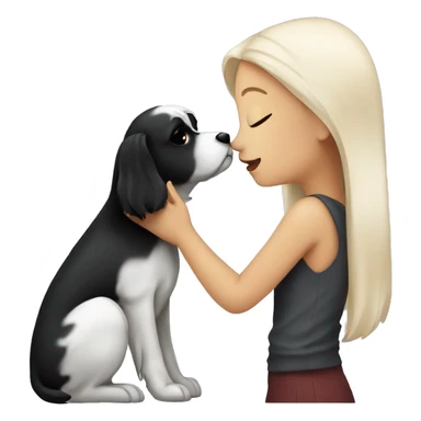 Dark-red-haired girl kiss her Maltese-Black-dog sticker