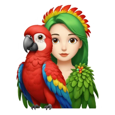 Girl with a parrot on her shoulder sticker