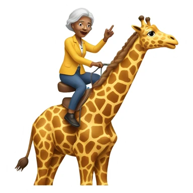 60 year old woman riding a giraffe sticker
