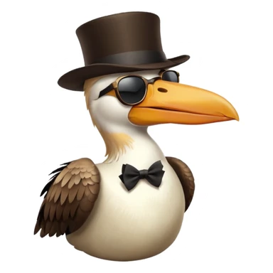pelican with poise, wearing sunglasses and formal top hat sticker