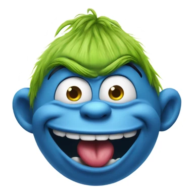 Blue Grinch happily sucking on a pickle  sticker