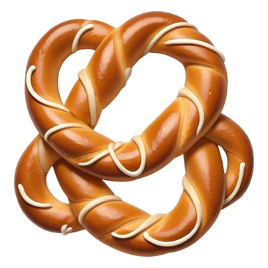 Cinematic Realistic Pretzels Dish Emoji, featuring freshly baked, twisted pretzels with a glossy, salted crust rendered with detailed textures and warm, appetizing lighting. sticker
