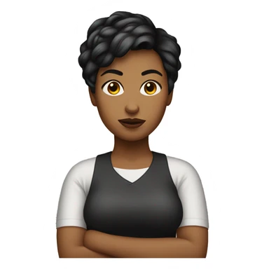 heavyset young woman with a bad pixie cut sticker